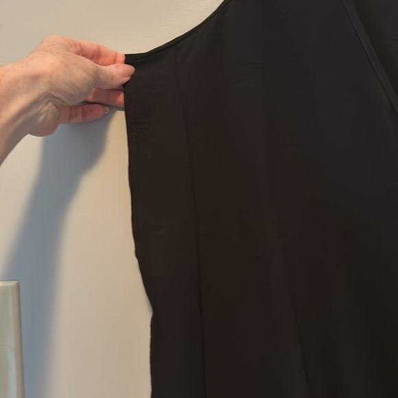 Black V-Neck Blouse with Tie Front Small - Picture 4 of 6